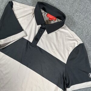 Redvanly Polo Shirt Mens Medium Gray Black Performance‎ Stretch Golf Preppy